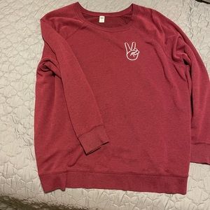 Oversized Maroon Peace Sign Sweatshirt